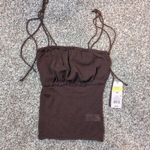 NEW Wild Fable Women’s XXS Brown Squareneck Tie Tank Pullover Knit